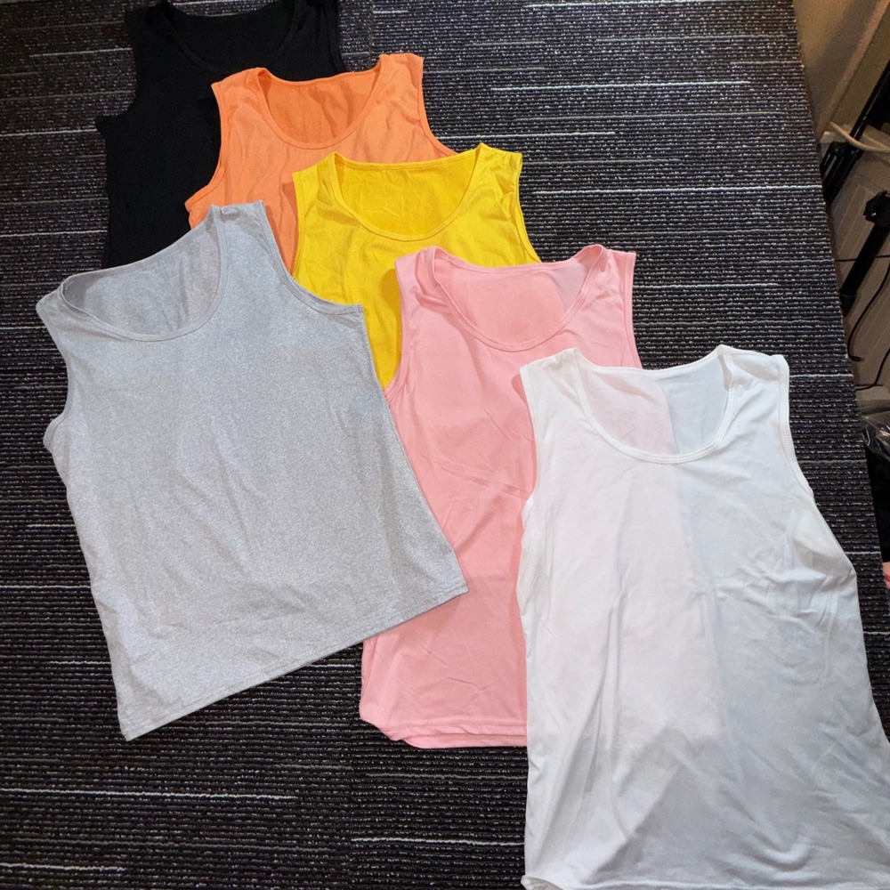 6 PC Tank Top Set Women XL Multi-Color Scoop Neck Basic Athletic